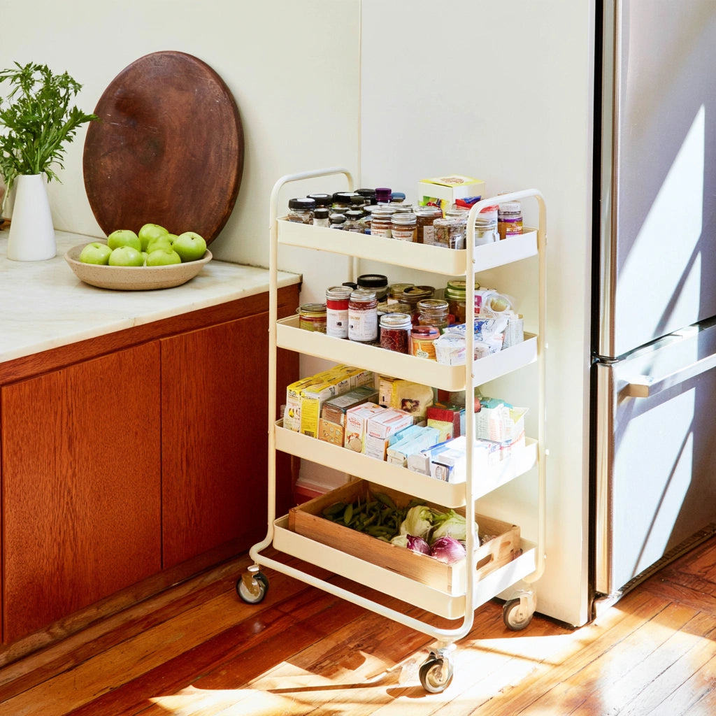 Bureau-organizer op wielen, met vijf niveaus, kleur crème