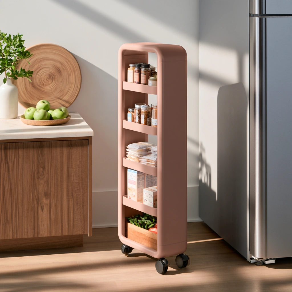 Bureau-organizer op wielen, met vijf niveaus, kleur crème