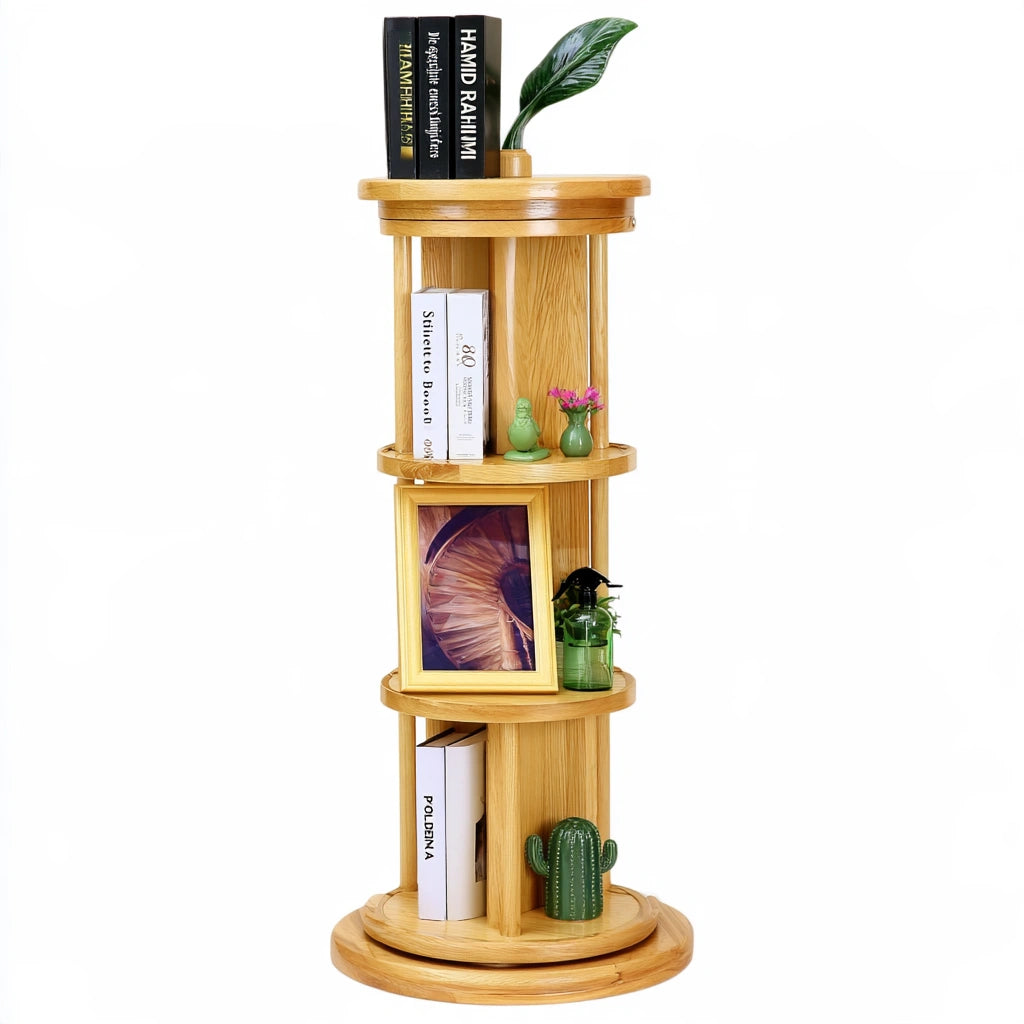 Boekenkast van hout, draaibaar, met vier niveaus, kleur lichtbruin