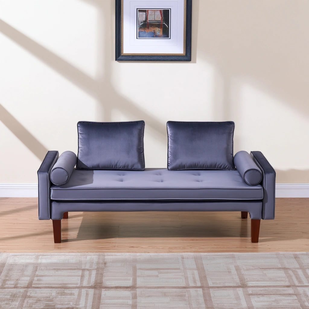 Gestoffeerde bank, kleur blauw en grijs